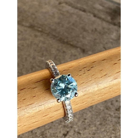 925 BBJ Ring Sterling Silver Aqua Blue Tourmaline & CZs Size 9 4.55g - Picture 8 of 12